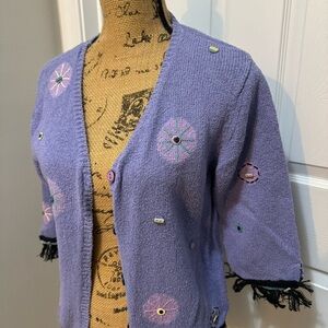 Vintage Funky Fringe Button Cardigan